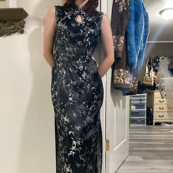 Vtg maxi floor length qipao keyhole neckline cheongsam dress - Picture 6 of 10